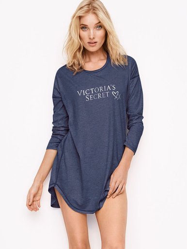 Синяя ночная рубашка с логотипом Victoria's Secret