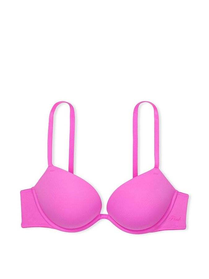 Комплект Бюстгалтер двойной пуш-ап & Трусики хипхагер Logo Cotton Pink Victoria's Secret