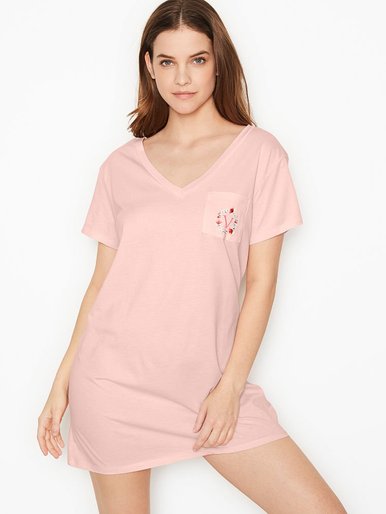 Хлопковая ночная сорочка Love Pima Cotton V-neck Victoria's Secret