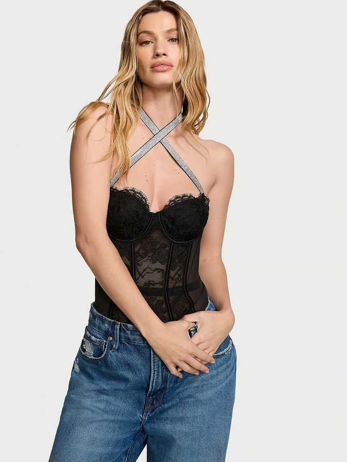 Боди деми Halter Lace Teddy Shine Very Sexy Victoria's Secret