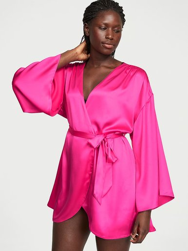 Атласный халат Satin Short Wrap Robe Victoria's Secret