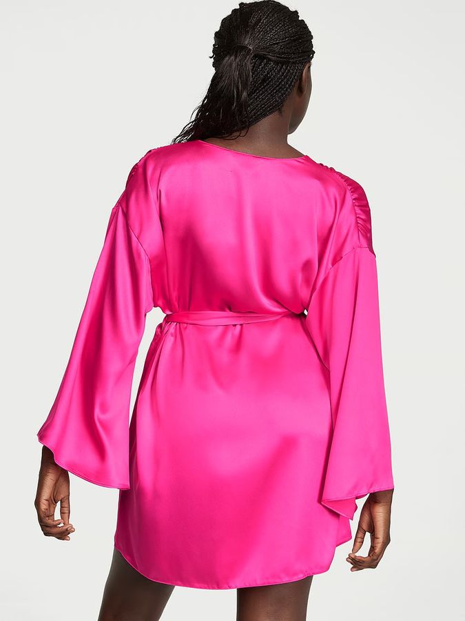 Атласний халат Satin Short Wrap Robe Victoria's Secret