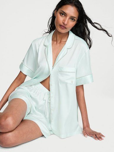 Атласна піжама із шортами Signature Satin Short Pajama Set Victoria's Secret