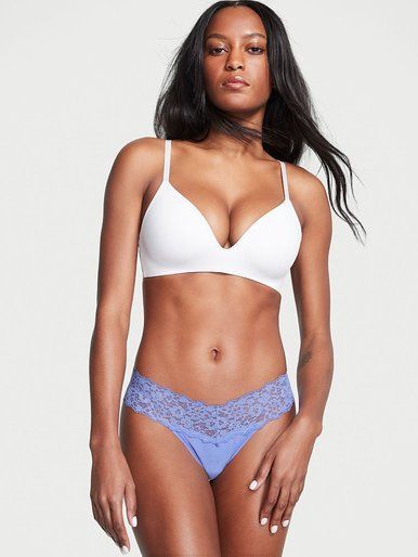 Хлопковые трусики тонг Posey Lace Waist Victoria's Secret