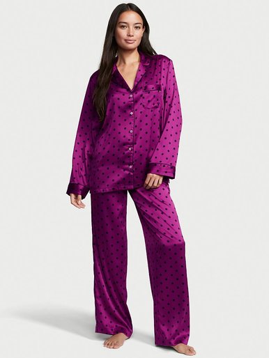 Атласная пижама с штанами Satin Long PJ Set Victoria's Secret