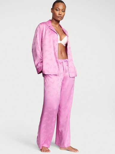 Атласна піжама з штанами Satin Long PJ Set Victoria's Secret