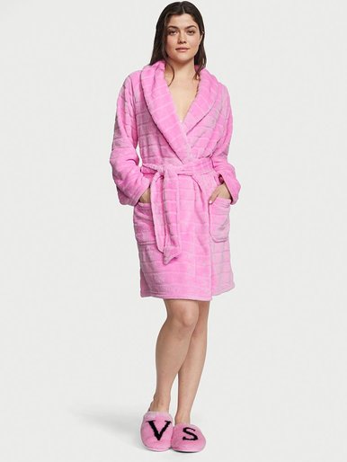 Короткий теплый халат Logo Short Cozy Robe Victoria's Secret