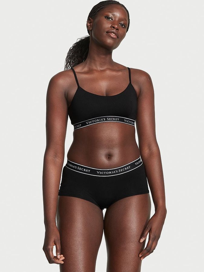 Хлопковые трусики шортики Logo Cotton Victoria's Secret