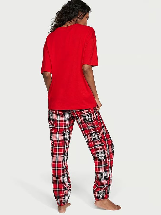 Пижама футболка с фланелевими штанами Flannel Tee-jama Set