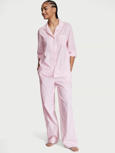 Хлопковая иіжама с штанами Cotton Long PJ Set Victoria's Secret