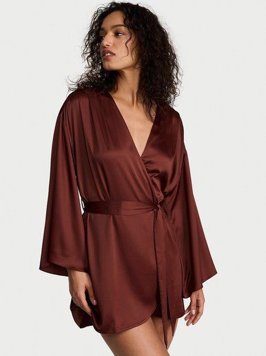 Атласный халат Satin Short Wrap Robe Victoria's Secret