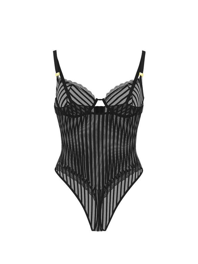 Боді Tease Sheer Stripe Lace-Trim Cupped