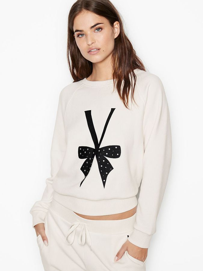 Пуловер со стразами Stretch Fleece Crewneck Victoria's Secret